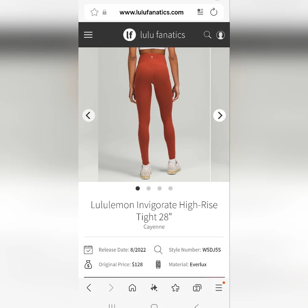 Lululemon Invigorate HR Leggings Cayenne Size 6 28" - Picture 6 of 7